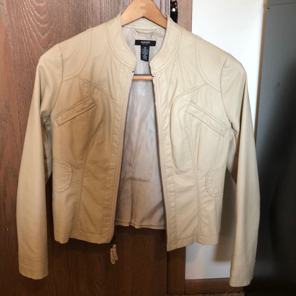 Cream Faux Leather Jacket